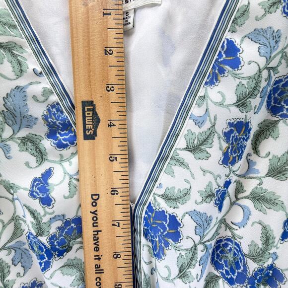 Max Studio Floral Print Mini Dress Size S Smoked Waist V-Neck Long Sleeve Boho - Picture 9 of 13